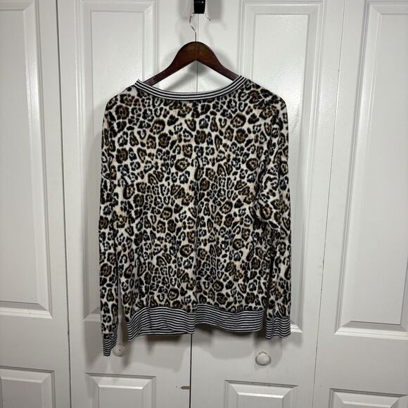 Secret Treasures Animal Print Pajama Top Women XL 16 18 Leopard Lounge Cozy Fall - Picture 2 of 6